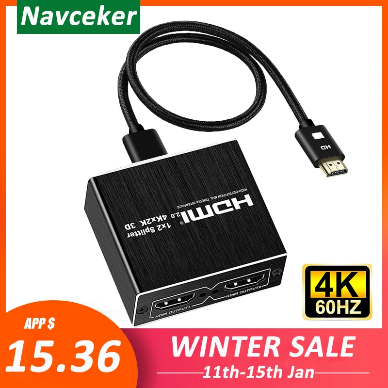 2020 лучший разветвитель 4K 60 Гц UHD HDMI 2 0 1x2 с поддержкой HDCP 1 4 HDR HDMI2.0 для PS4|Кабели HDMI| |