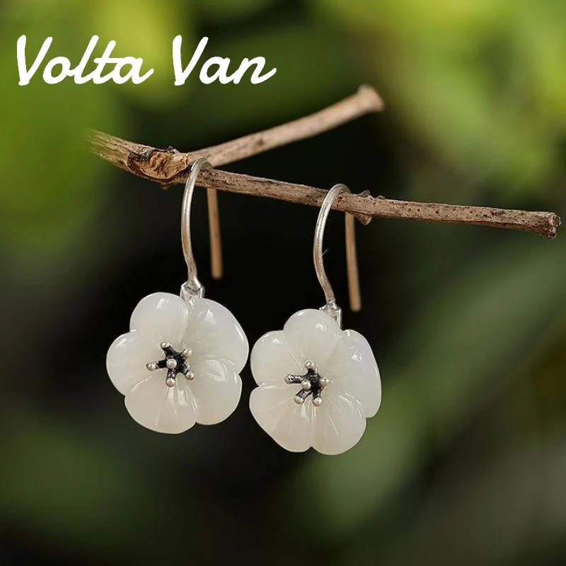 

Винтажные серьги-подвески Volta Van, зеркальные серебряные серьги, платформа, натуральный нефрит, новинка 2022, элегантные ювелирные изделия, цвет сливы