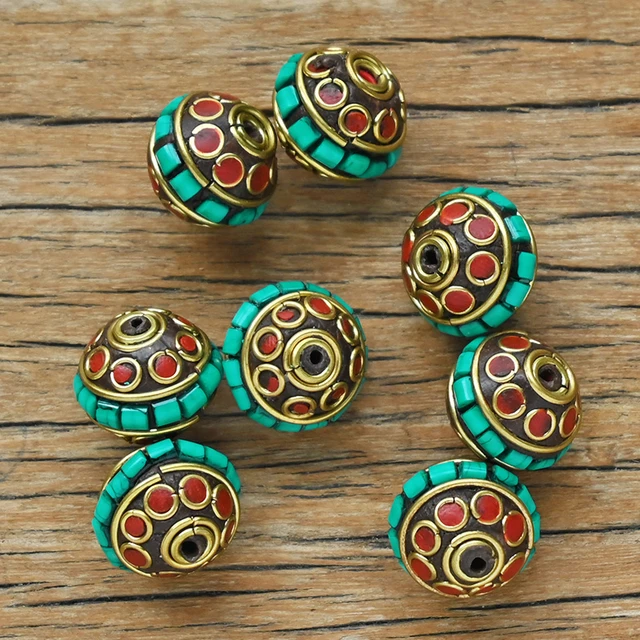 Soucoupe volante en laiton bouddhiste du népal, perles artisanales pour  collier, fabrication de bijoux, accessoires de bricolage en argile  incrustée colorée, TZ-K10 - AliExpress