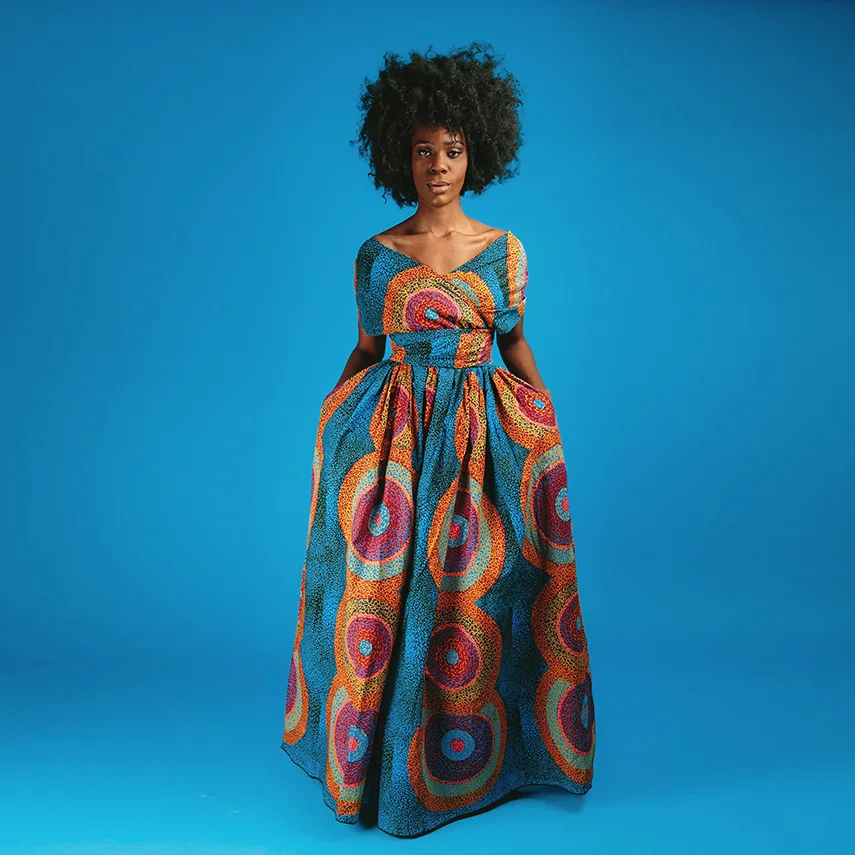 Longue Robe Africaine Wax Pour Femmes 115 Longue robe africaine wax pour femmes 114