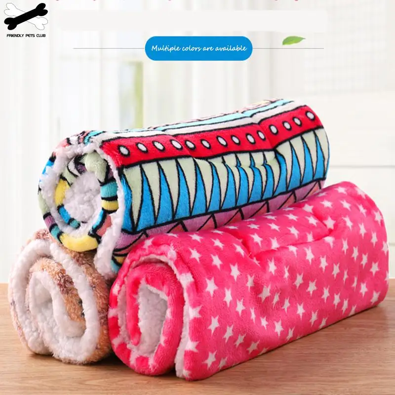 Winter Warm Pet Dog Soft Cushion Large Print Flannel Cotton Mattress Cat Pet Mat Bed Pad