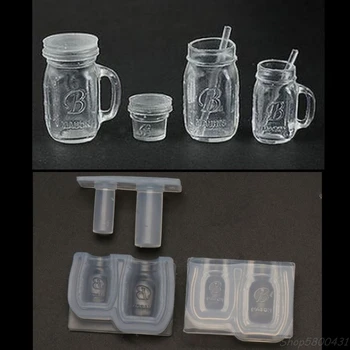 

Handmade Small Size Honey Jar Mold Bottle Pendant UV Resin Casting Mold Miniture Food Play Silicone Mold S29 20 dropshipping