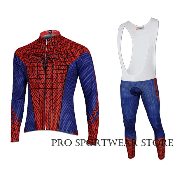 Мужская одежда с длинным рукавом, комплект Джерси для горного велосипеда, дышащая форма супергероя 9D, гелевые длинные штаны, Костюм Marvel, Прямая поставка - Цвет: jersey and bib pants