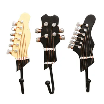 

3 PCS/Set Guitar Head Resin Hooks Clothes Hat Keys Hanger Wall Mounted Hook Living Room Storage Rack Music Ornaments