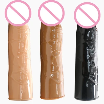 Highly Elastic Penis Extender Sleeve Reusable Silicone Condoms Delay Ejaculation Penis Massage Erotic Toys Intimate Goods 3