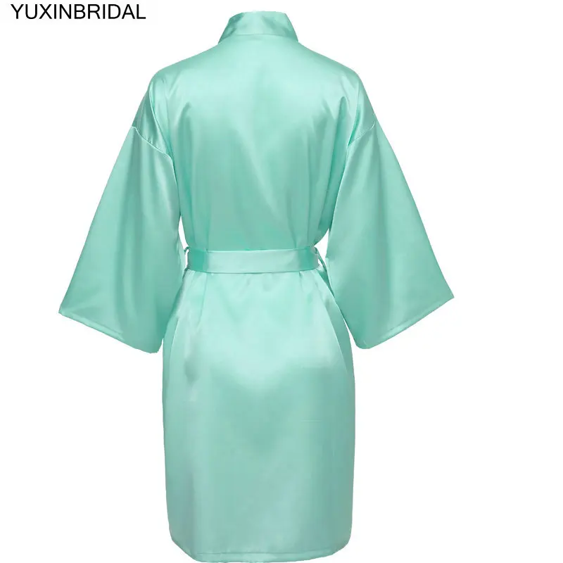 YUXINBRIDAL новая одежда для невесты Халаты свадебный наряд мятный Атласный халат одежда для невесты Свадебный Золотой принт белый - Цвет: Mint text