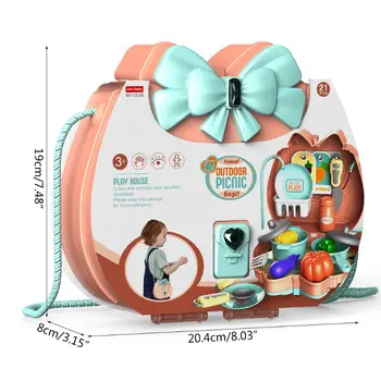 

Children Simulation Kitchen Ice Cream Tableware Makeup Jewelry Tools Role Pretend Girls Play House Toys Set Shoulder Bag Gifts