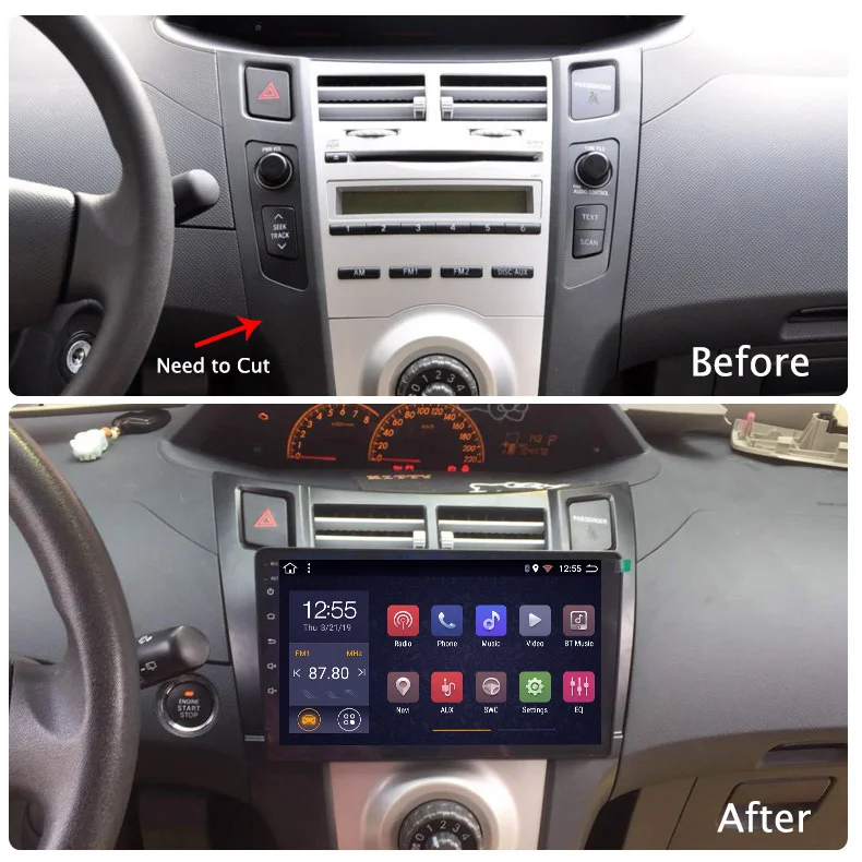  2G RAM 32G ROM Android 81 reproductor de DVD del coche de 9 pulgadas para toyota yaris 2008-2011 na