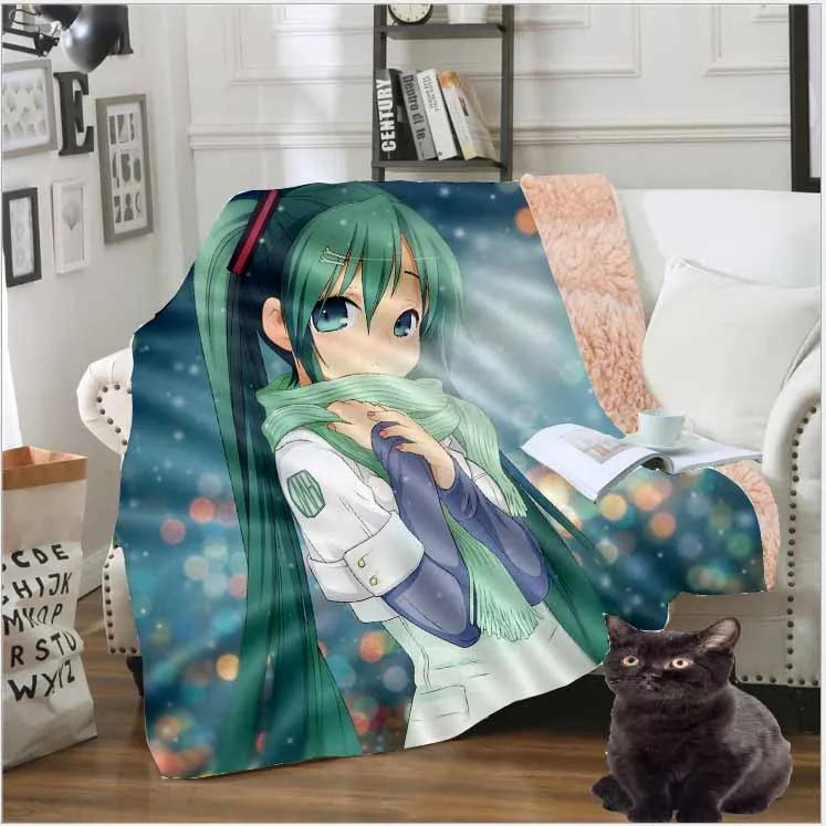YOJULY Hatsune Мику Певица Стиль Дети взрослый 3D печатных одеяло диване пододеяльник теплое постельное белье модное офисное одеяло для короткого сна K01 - Цвет: 6