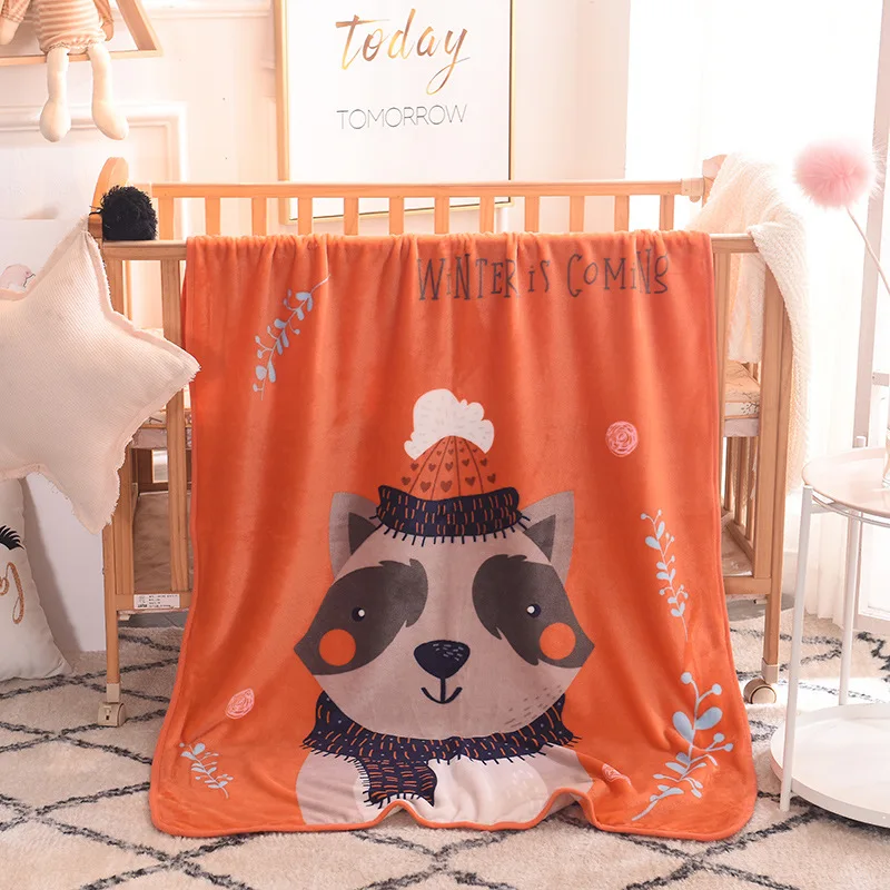 Newborn Bedding Winter Warm Swaddling Blanket Kids 140*100 cm Flannel Cartoon Wrap Blanket Baby Thermal Soft Cotton Soft Blanke