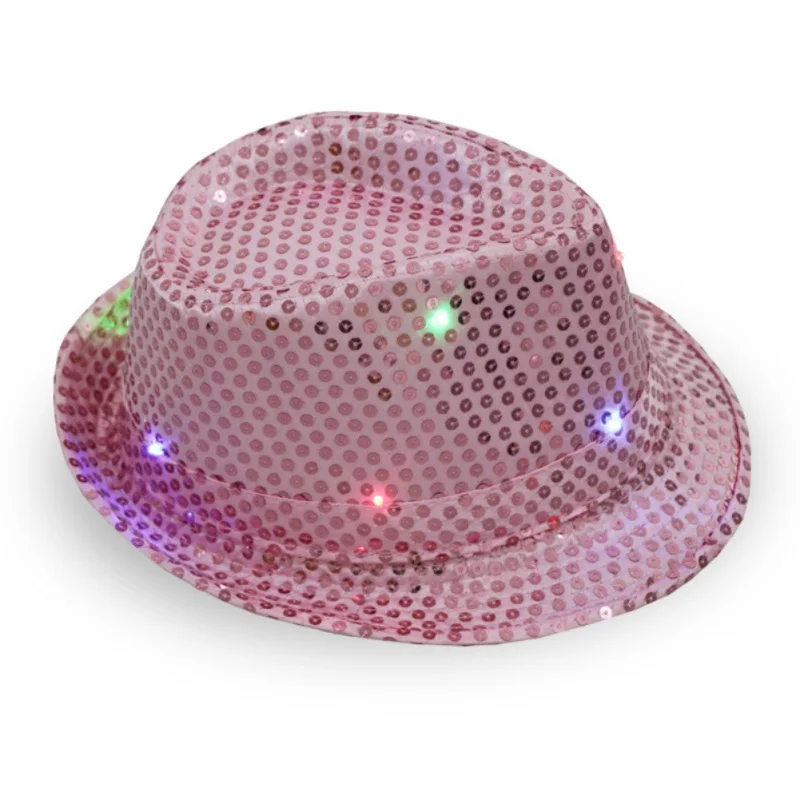 Светодиодный светильник с блестками, шляпы-федоры, мигающий светильник, шляпы для джазовых танцев, праздничное украшения для косплея для мужчин и женщин, вечерние, Клубные, Прямая поставка