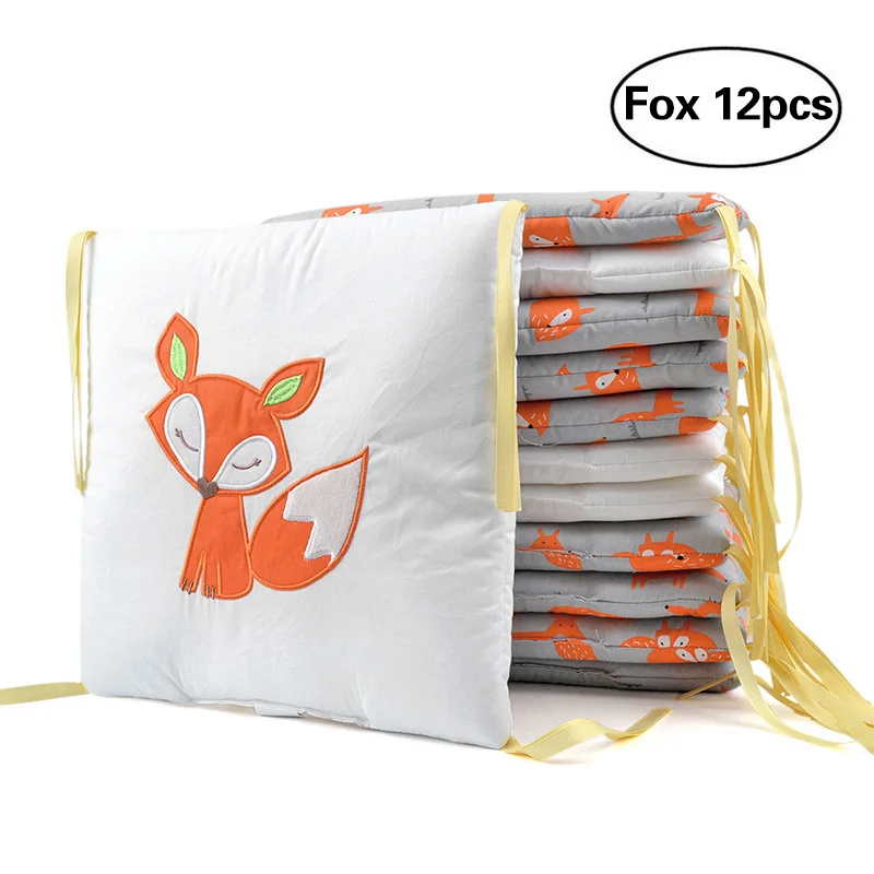 Fox 12pcs Подушка-бампер для детской кроватки, Подушка для кормления, лиса, слон, детское постельное белье, подушка-бампер для детской кроватки, защита для новорожденных, декор для детской комнаты, 6 шт./12 шт - Цвет: Fox 12pcs