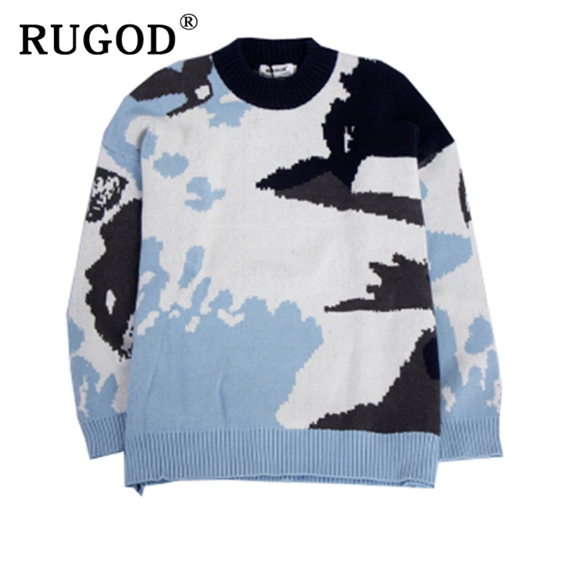 RUGOD, элегантный женский свитер с принтом, модный, круглый вырез, длинный рукав, вязанный, пуловер, женский,, Повседневный, осенний, теплый, мягкий, верхняя одежда