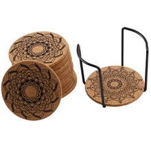 Натуральные пробковые подставки с металлическим держателем, набор из 8 толстых абсорбирующих подставок для напитков, термостойкие круглые края, лучше всего подходят для холодной Дрин