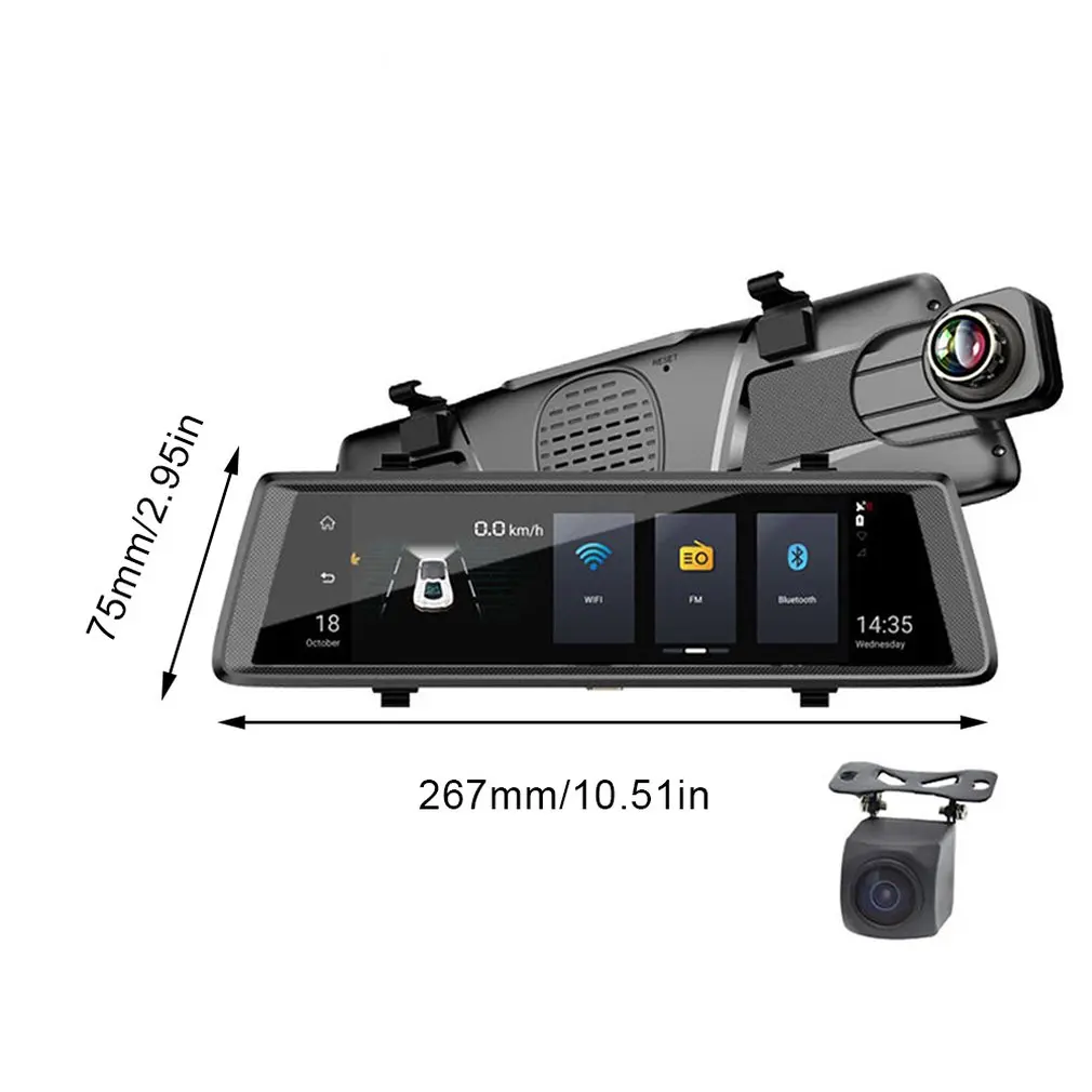 Ips сенсорный экран 1080P Автомобильный видеорегистратор Двойной объектив Dashcam монитор парковки зеркало заднего вида камера регистрация
