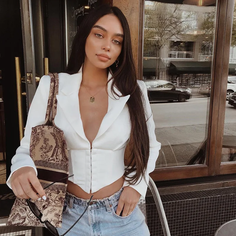 

Europe And America 2019 Amazon Hot Selling WOMEN'S Dress Graceful Solid Color Elegant Slimming Zipper Long Sleeve Suit Jacket Wo