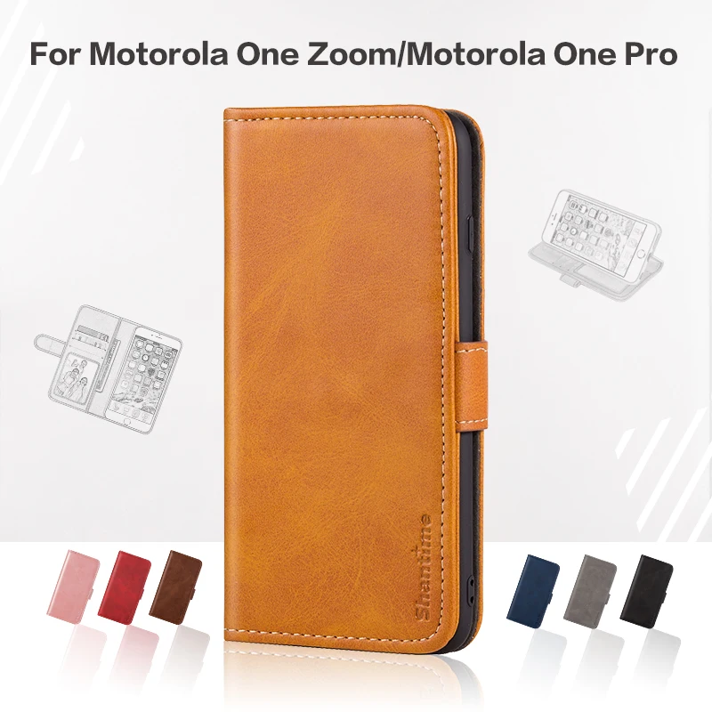 

Flip Cover For Motorola One Zoom Business Case Leather Luxury With Magnet Wallet Case For Motorola One Pro Phone Cover