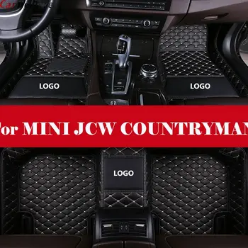 

car floor mat Leather Automotive interior Double layer Carpet protect mat with Logo For MINI JCW COUNTRYMAN