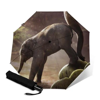 

Windproof Business Auto Paraguas Umbrella Female Male 8 Bone Tri-fold Umbrella Elephant Pattern Umbrellas Outdoor Paraguas