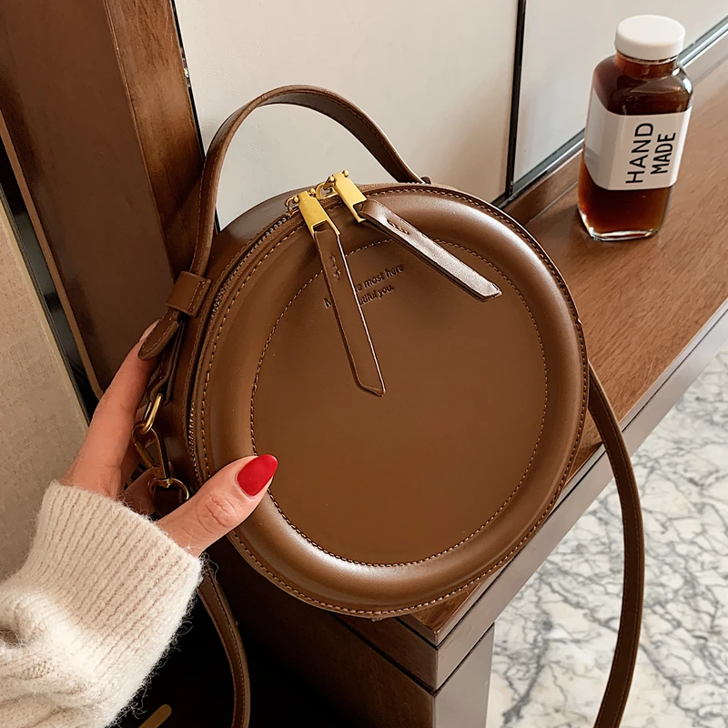 Crossbody Bag For Women Luxury Handbags Bags Designer Leather Round Small Shoulder Female Zip Purse | Багаж и сумки