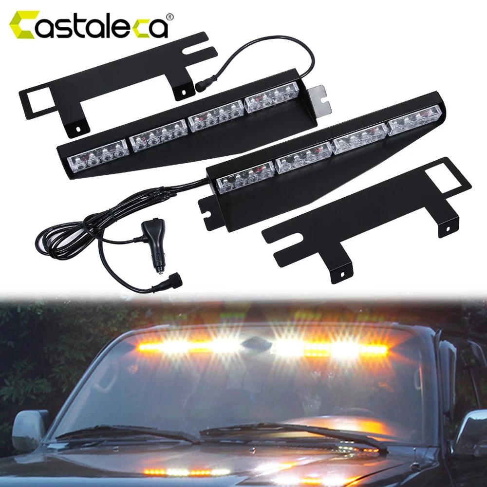 Castaleca Vehicle Police Lights 32LED Warning Strobe Light 12/24V Emergency Fog 15 Lighting Modes Car Styling | Автомобили и