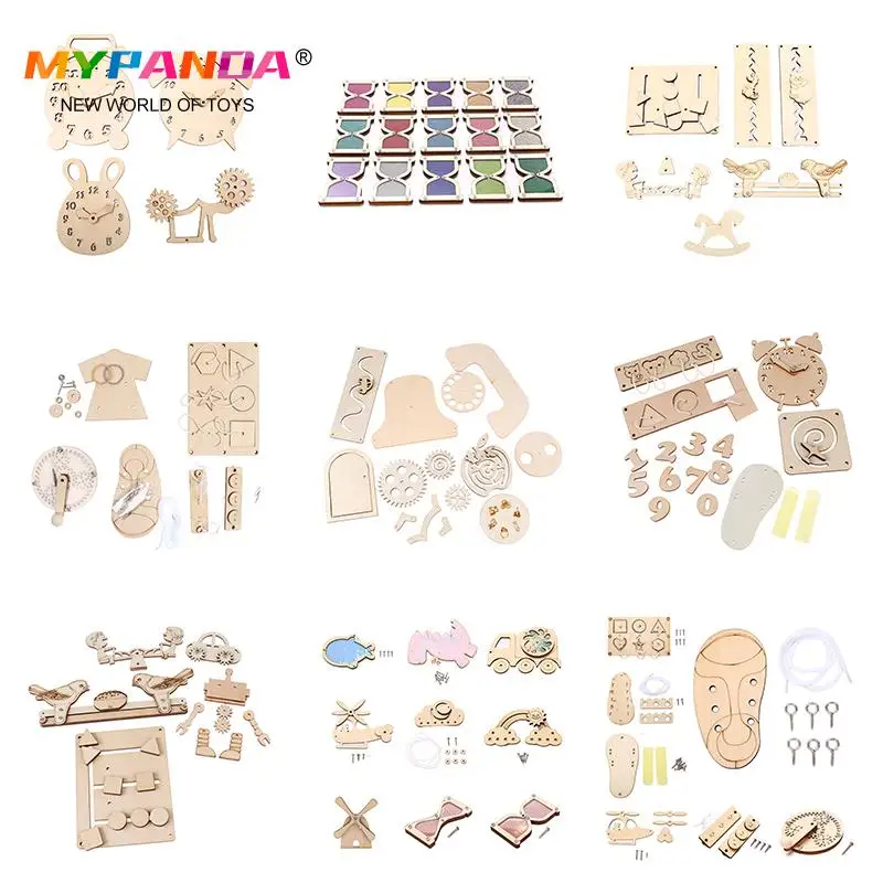 

Children Montessori Busy Board Accessories Wood DIY Toy Material Early Education Activity Board Parts 1 Set