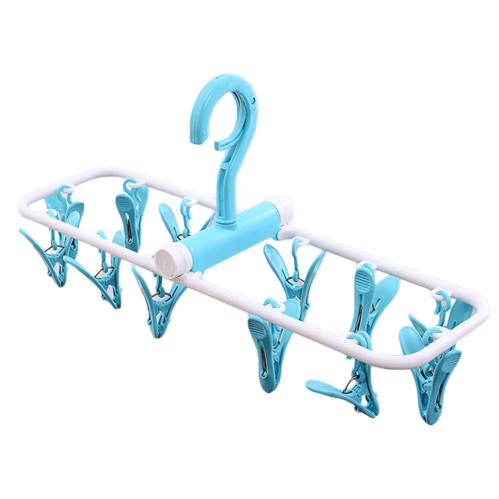 NO.5 Brand New Plastic Folding Rack High Quality Solid Clothes Racks with 12 Clips Portable Windproof Hanger Outdoor Home Drying Rack - Цвет: NO.5