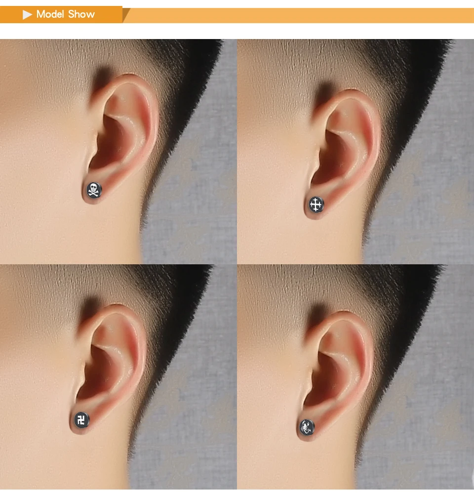 Innopes корейские модные трендовые геометрические круглые магнитные камни мужские поддельные серьги из нержавеющей стали пирсинг серьги клипсы