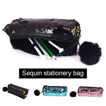 

Sequin Pencil Case Protection Furl Stationery Student Storage 3 Color Polyester Luxury Beautiful Sequin Stationery Case School