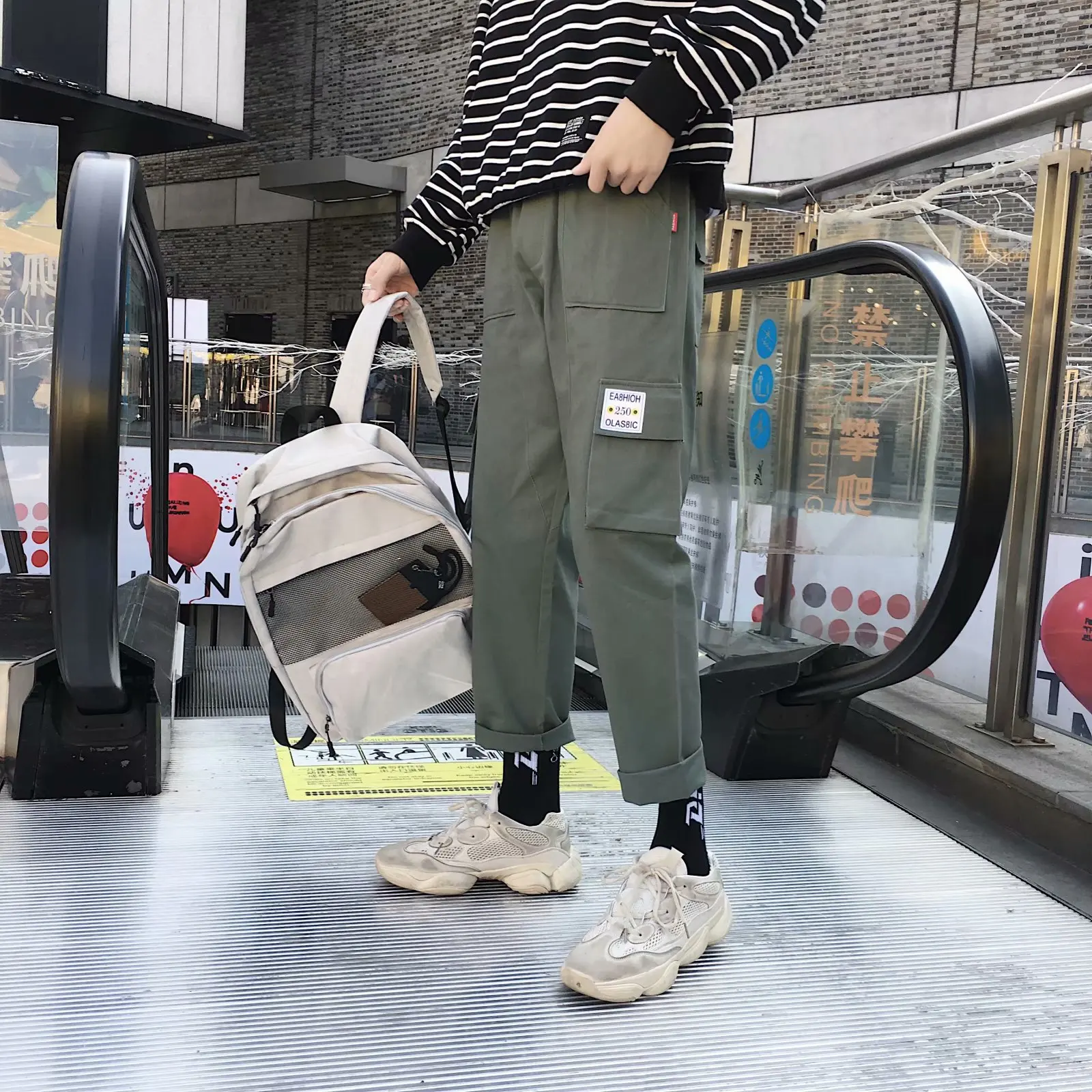 

Bib Overall Men Popular Brand Pants Korean-style Trend Loose Straight Versatile Casual Capri Pants INS Spring Men's Trousers