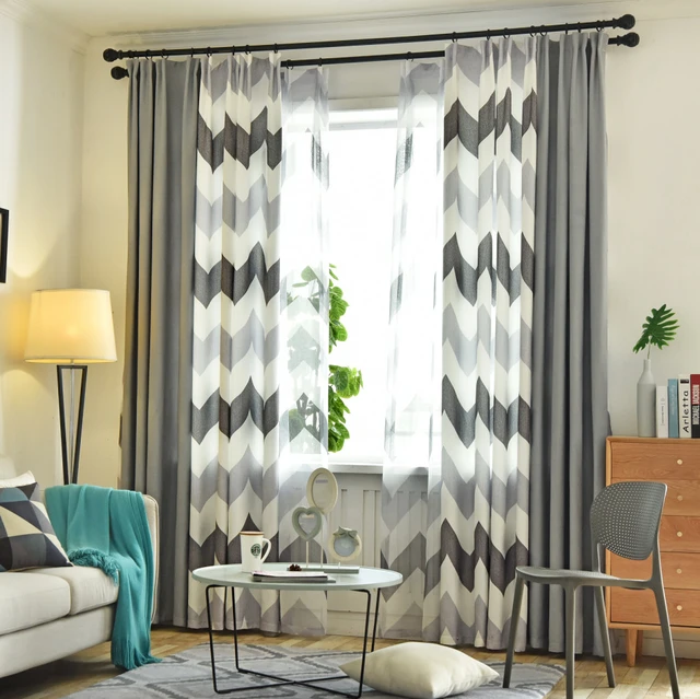 Grey Chevron Bedroom Curtains