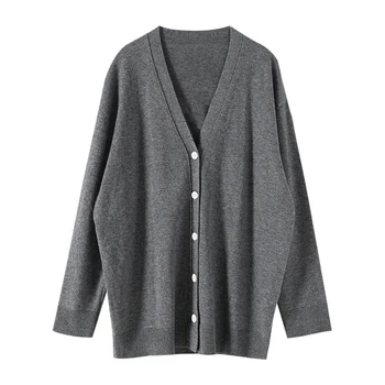 

Women Knitted Cardigans New Autumn Spring Long Sleeve Solid Color Knitted Sweater Cardigans