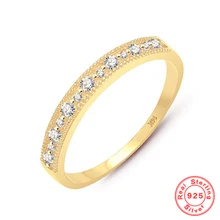 

925 Sterling Silver Plating 14k Gold Japanese Retro Simple Pavé Crystal Hollow Ring Women Light Luxury Party Jewelry Accessories