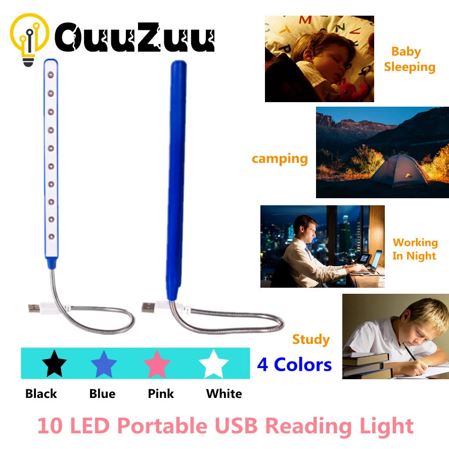 

USB Light LED USB LED Night Lights Flexible 5V Laptop Keyboard Reading Lighting USB LED Desk Lamp 10 Leds USB LED Night Lights