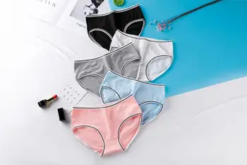 

Women Solid Panties Pure Cotton Panty Sexy Girls Underwear Low Rise Candy Color Briefs For Women Female Underpants