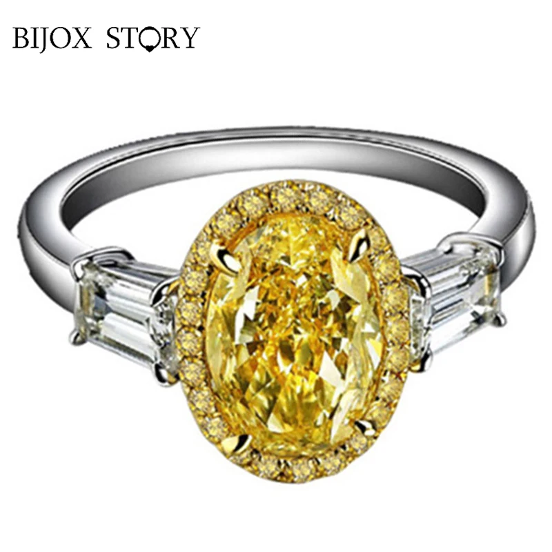 BIJOX STORY luxury charm 925 sterling silver ring with 11*13mm oval shape citrine jewelry for women wedding party wholesale | Украшения и