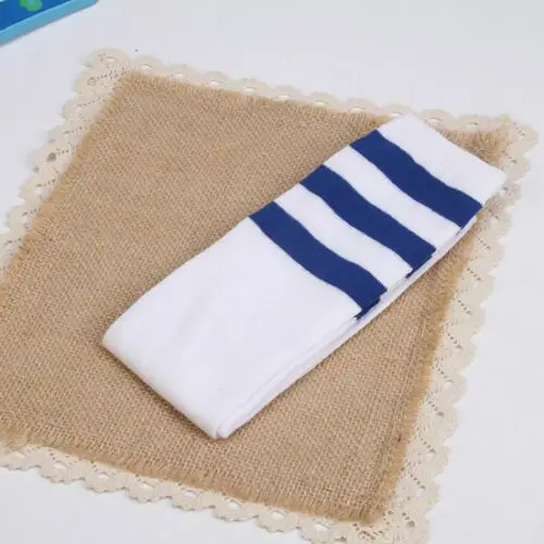 White-Blue D 2 пар/лот = 4 штуки три бара женские длинные прямые носки колледж Ветер женские спортивные носки Дышащие футбольные носки женские - Цвет: White-Blue D