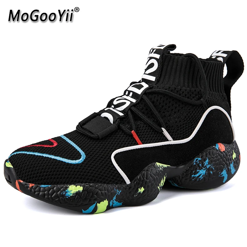 Men Casual Shoes Unisex Fashion Sneakers Light Flat Walking Shoes Socks Couples Shoes Breathable Lace up Wearable Footwear