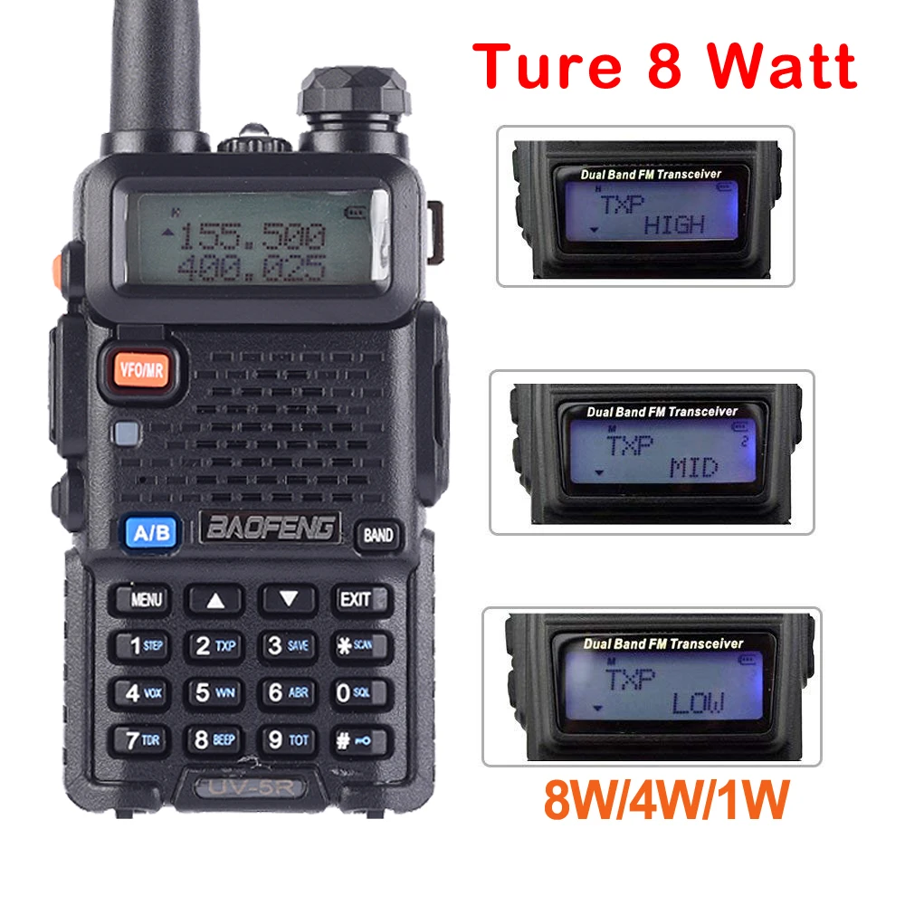 8 Вт истинно высокий мощный двухсторонний радио Walkie Talkie CB Ham портативный радио 10 км дальность 8 Вт охотничий Baofeng UV-5R 8 Вт