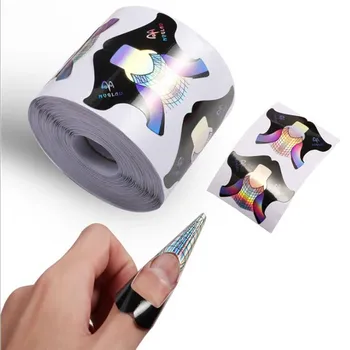 

10pc/100Pc Fish Nail Form Tips Acrylic DIY Tip UV Gel Nails Self-Adhesive Forms Sticker Nail Art Paper Tray Extension Guide