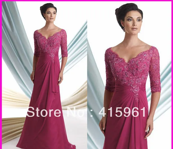 vestido de madrinha vestidos de novia шифоновое кружевное платье с v-образным вырезом и длинными рукавами размера плюс для мамы невесты - Цвет: same as picture