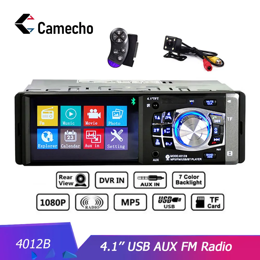 Camecho 1 Din автомобильное радио Авторадио Стерео 4,1 ''HD Автомобильный мультимедийный плеер Bluetooth USB AUX FM Радио MP3 аудио плеер с пультом дистанционного управления