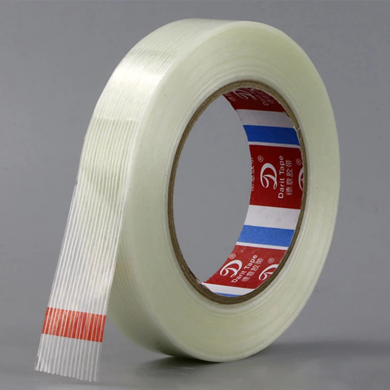 

50M *5/10/15mm Strong Glass Fiber Tape Transparent Striped Single Side Adhesive Tape