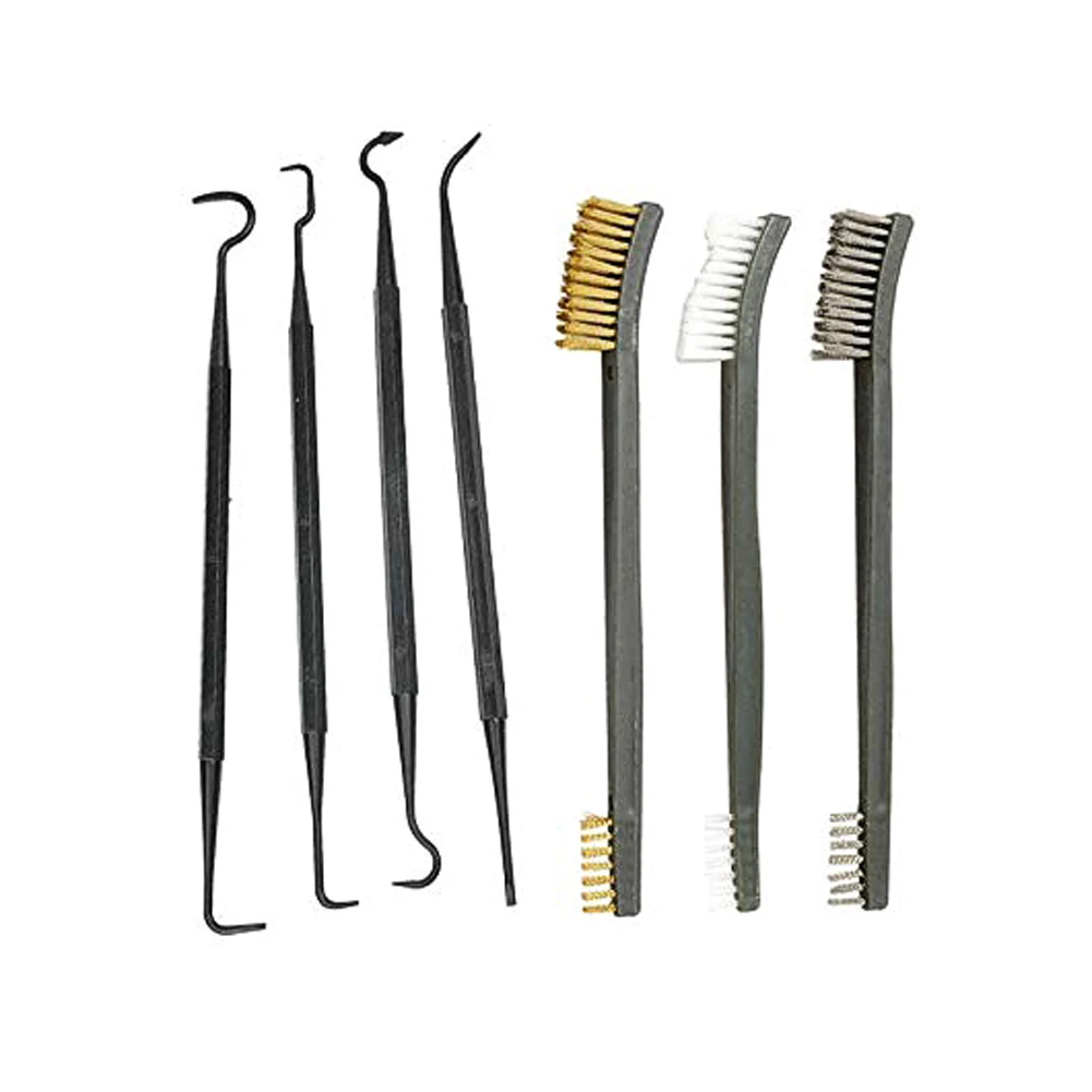 

7pcs/Set 3pcs Steel Wire Brush + 4pcs Nylon Pick Set Universal Gun Hunting Cleaning Kit Tactical Rifle Pistol Gun Cleaning Tool
