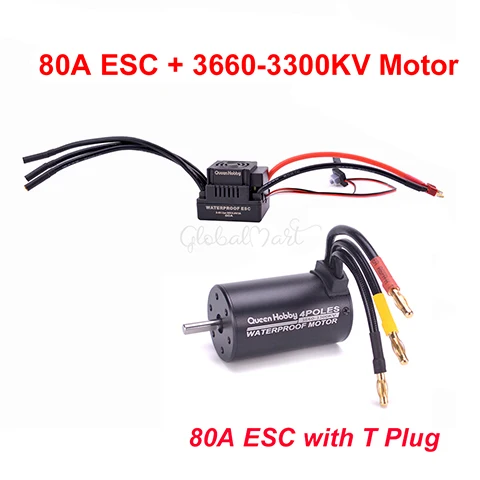 Водонепроницаемый 3660 3300KV 3800KV/3670 2150KV 2650KV бесщеточный мотор S-80A 80A S-120A 120A бесщеточный ESC комбо набор для 1/8 RC автомобиль - Цвет: 80A and 3660-3300KV