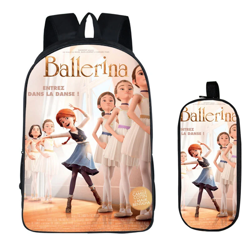 Ballerina 2PC Set with Pencil Case Student Backpacks DIY Printing Cool Children School Bags For Boys Kids Men Book Bag 2020 New | Багаж и