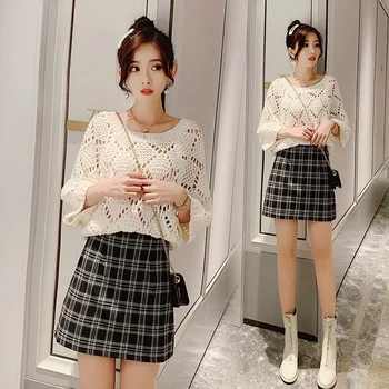

2020 spring new Korean version of the small fresh plaid was thin skirt female high waist wild A word package hip skirt