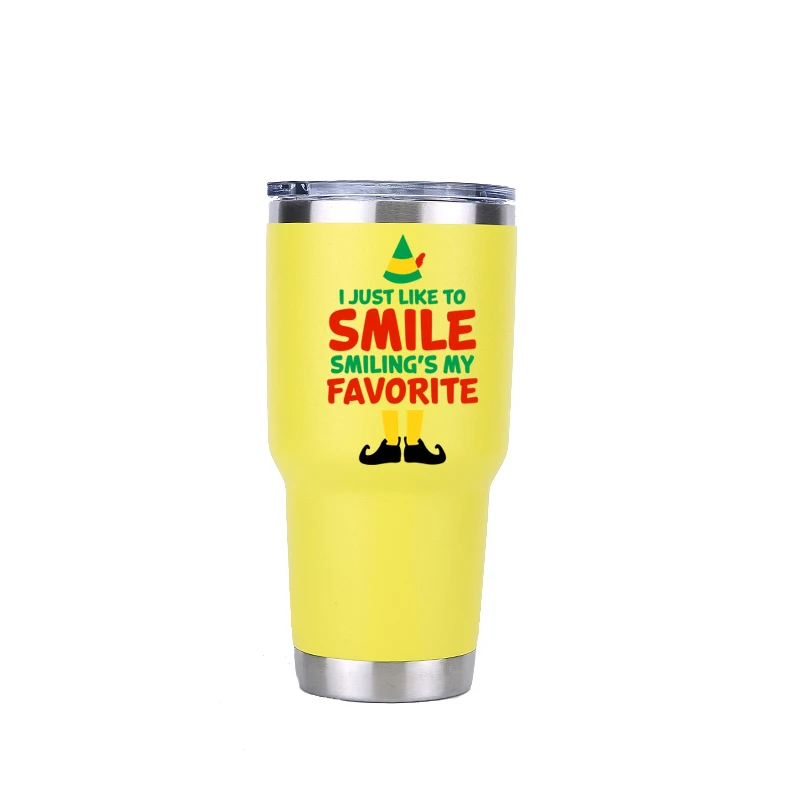 30oz yellow Рождественская 30 унций тумблер дорожная Автомобильная кружка с двойными стенками Изолированная вакуумная фляжка из нержавеющей стали Термос водяное бутылочное пиво кофейная чашка - Цвет: 30oz yellow
