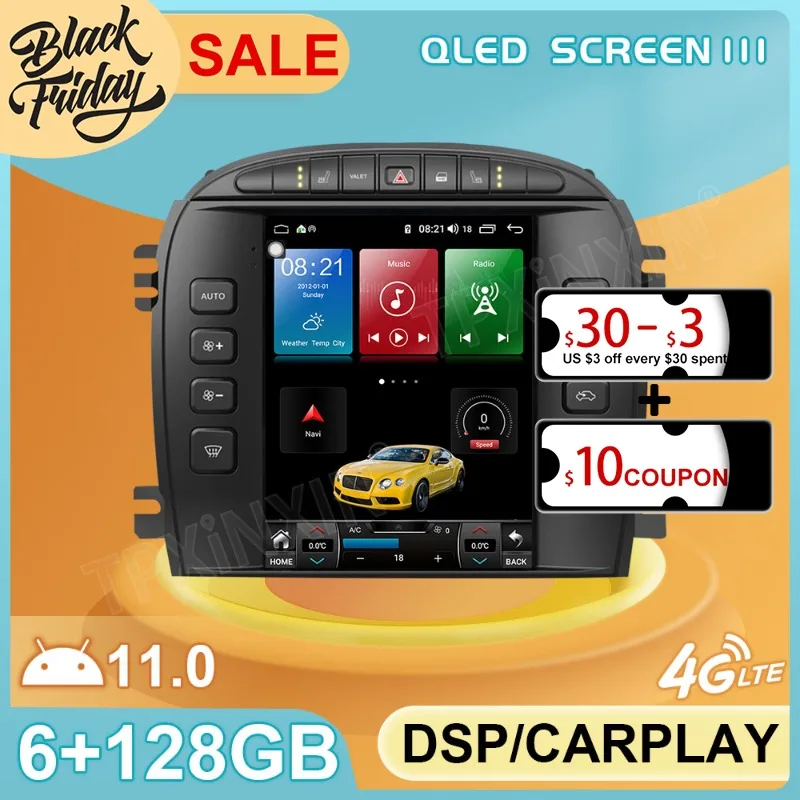 

Android 11.0 128GB Tesla Style For Jaguar S-typ Stype 2004 2009 Car GPS Navigation Auto Radio Stereo Multimedia Player Head Unit