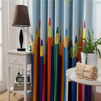 

Modern Simple Pencil Printing Completely Obscured Curtains for Living Dining Room Bedroom.